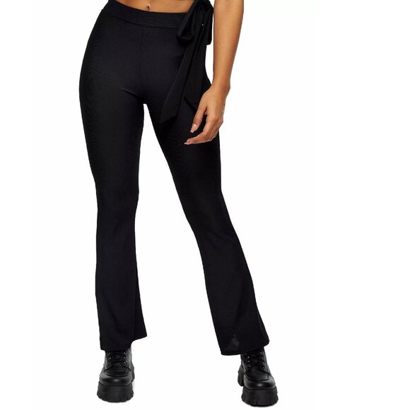 Topshop Ribbed Flare Leg Trousers - Picture 1 of 7